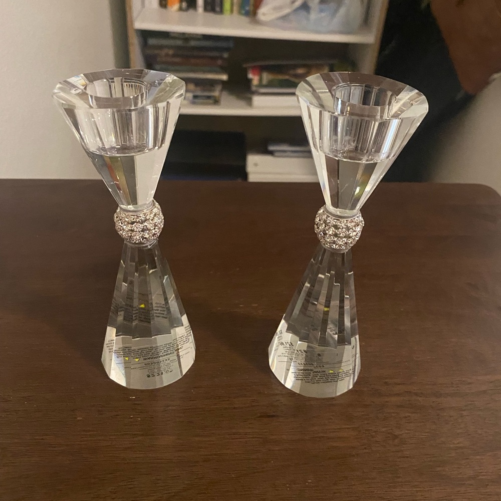 Hobby Lobby Crystal Candle Holders with Silver Accents